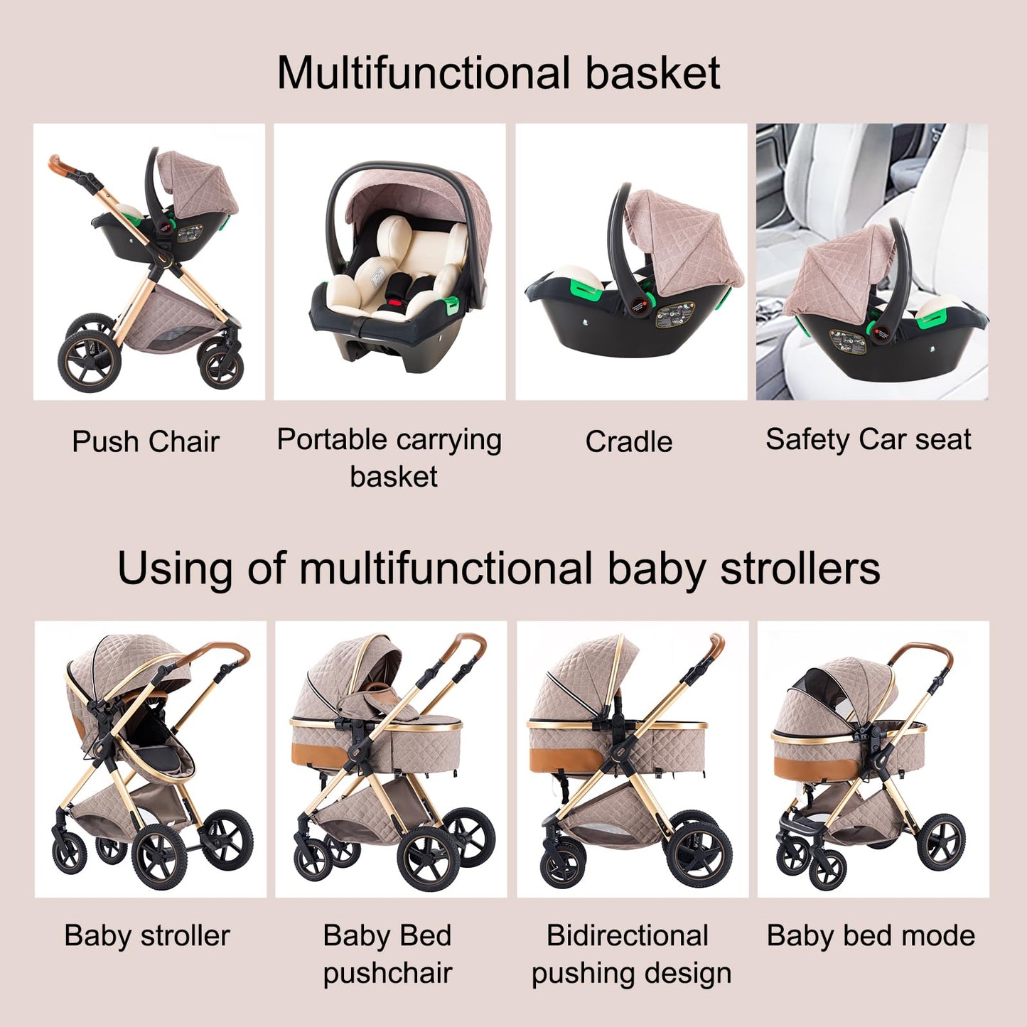 BEBBY 3-in-1 Kinderwagen KombiKinderwagen-Set